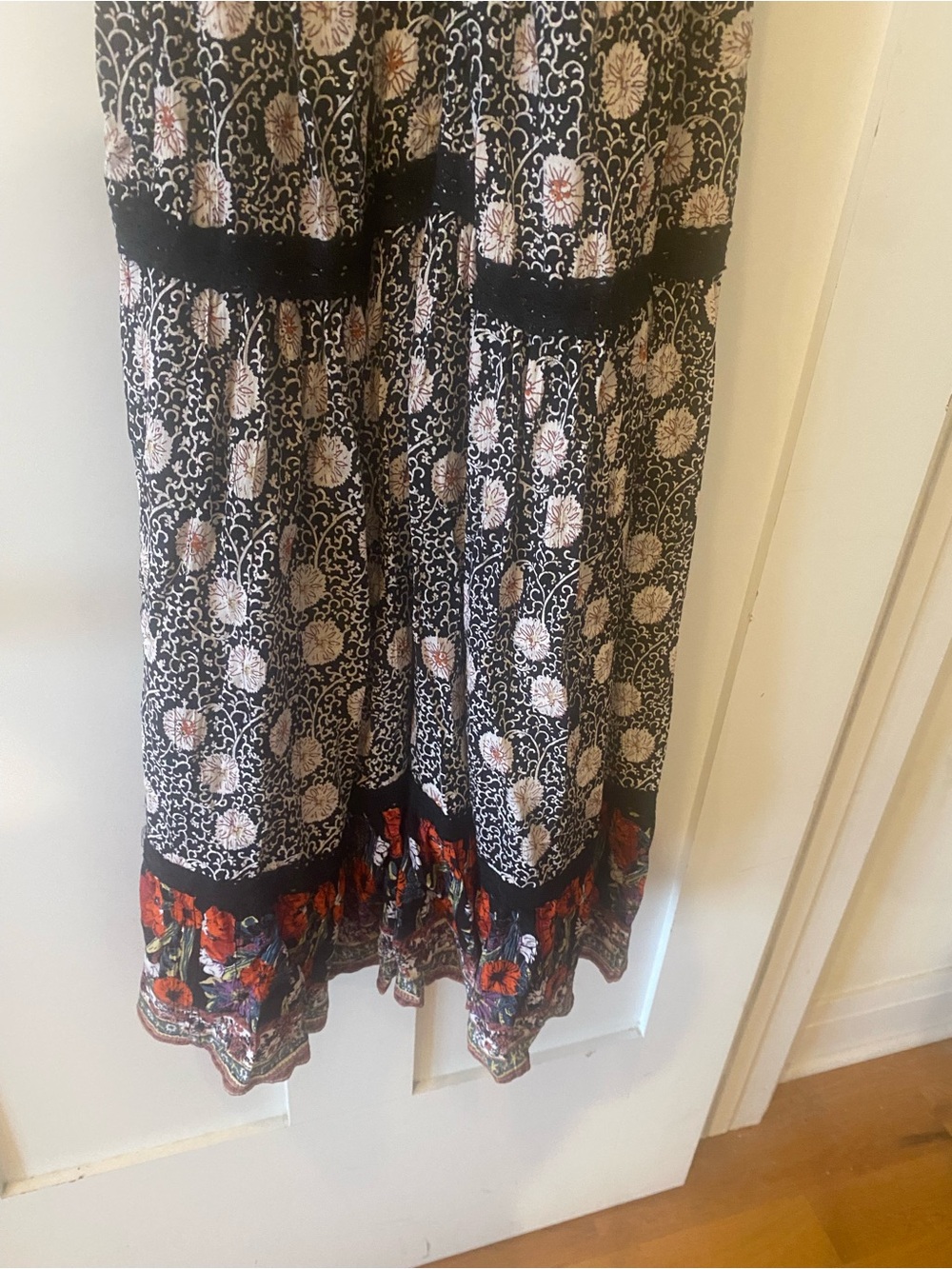 Angie Bohemian Floral Maxi Dress with Spaghetti Straps - Black & Multi - Picture 4 of 5